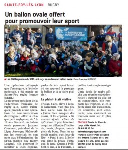Remise des ballons RHINO à Sainte Foy